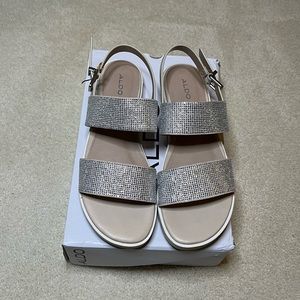 Aldo Nude Rhinestone Sandals Size 9